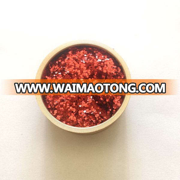 sparkle PET glitter powder in red color